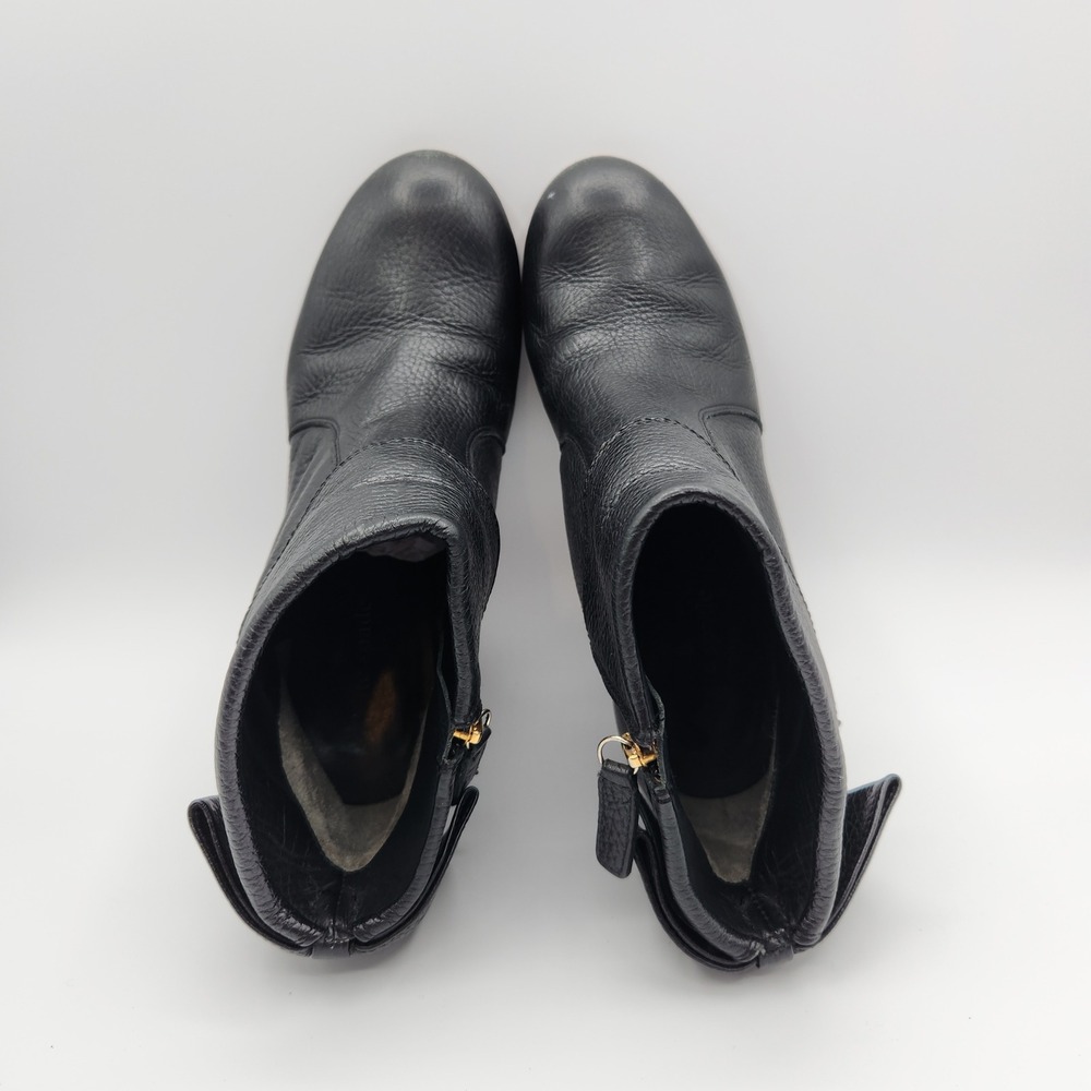 Kate Spade Ankle Boots Womens Black Upper Leather Bow Block Heel Side Zip Round - Picture 6 of 7